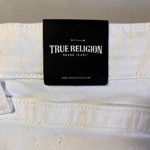 NWT TRUE RELIGION Maisie Vintage High Rise White Denim Fray Hem Jean Shorts - Picture 7 of 16